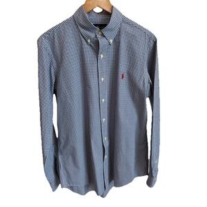 Ralph Lauren Polo Performance Blue Gingham Check Button Down Shirt Men's Medium